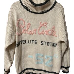 Vintage Triangle Cream Sweater Baggy Women’s Y2K Medium Ski